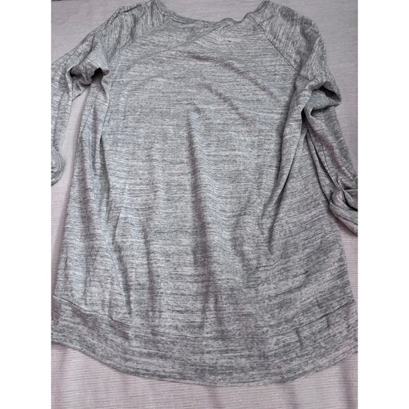 TNA Ladies Large Heather Gray Boat Neck Lightweight Athletic Top Off Shoulder - Picture 4 of 12